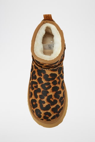 Bottines plateformes fourr&#xE9;es en nubuck - Marron