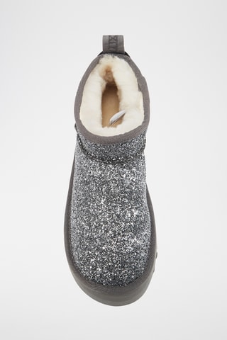 Bottines plateformes fourr&#xE9;es en cuir de mouton nubuck - Gris