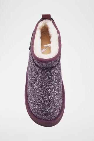 Bottines plateformes fourr&#xE9;es en cuir de mouton nubuck - Violet