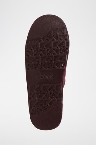 Pantoufles fourrées en cuir de mouton nubuck - Bordeaux