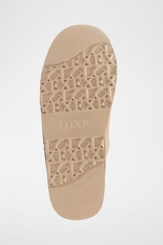 Pantoufles fourrées en cuir de mouton nubuck - Marron clair