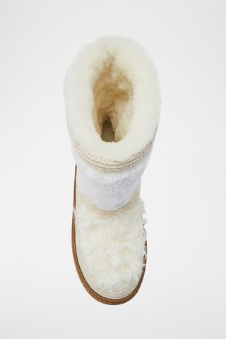 Bottines plateformes fourr&#xE9;es en cuir de mouton nubuck - Blanc