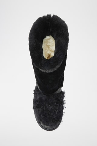 Bottines plateformes fourr&#xE9;es en cuir de mouton nubuck - Noir et gris fonc&#xE9;