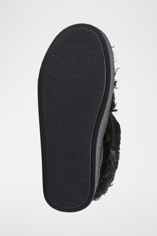 Bottines plateformes fourr&#xE9;es en cuir de mouton nubuck - Noir et gris fonc&#xE9;