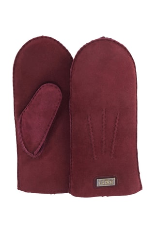 Moufles en cuir de mouton nubuck - Bordeaux