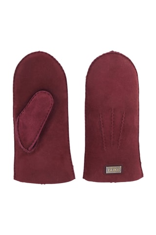 Moufles en cuir de mouton nubuck - Bordeaux