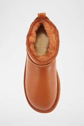 Bottines plateformes fourr&#xE9;es en cuir de mouton - Camel