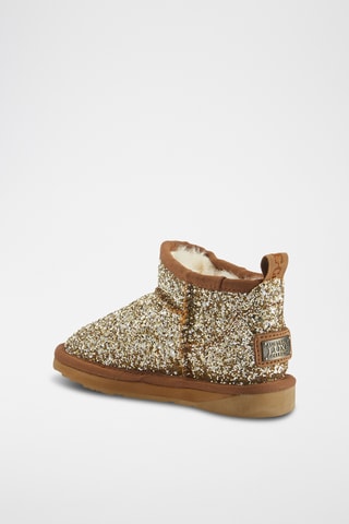 Bottines fourrées en cuir de mouton nubuck - Doré