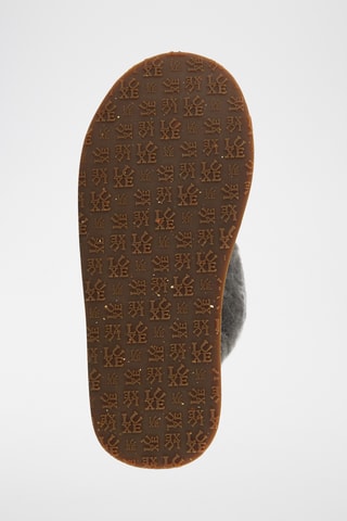 Pantoufles plateformes fourrées en cuir de mouton nubuck - Gris