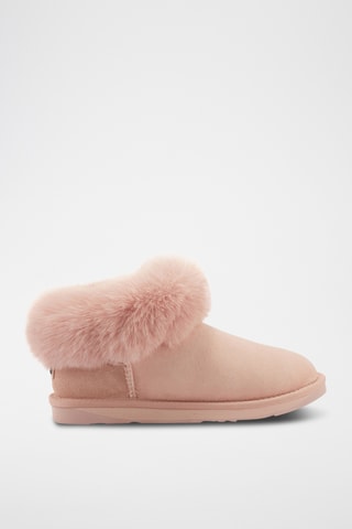 Bottines fourr&#xE9;es en cuir de mouton nubuck - Rose