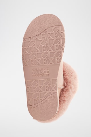 Bottines fourr&#xE9;es en cuir de mouton nubuck - Rose