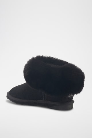 Bottines fourr&#xE9;es en cuir de mouton nubuck - Noir