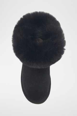 Bottines fourr&#xE9;es en cuir de mouton nubuck - Noir