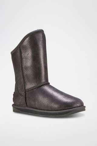 Bottines fourr&#xE9;es en cuir de mouton - Gris