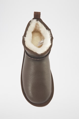 Bottines fourr&#xE9;es en cuir de mouton - Marron fonc&#xE9;