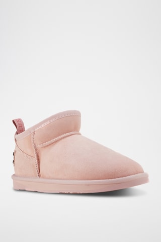 Bottines fourr&#xE9;es en cuir de mouton nubuck - Rose