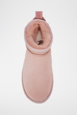 Bottines fourr&#xE9;es en cuir de mouton nubuck - Rose