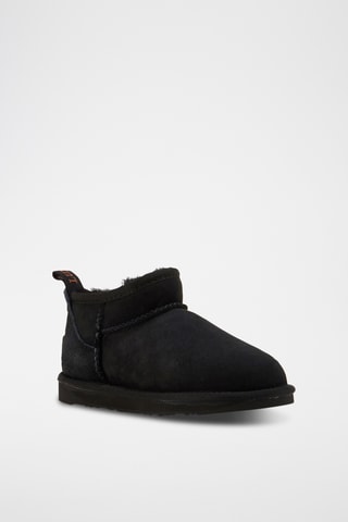 Boots fourrés en cuir de mouton nubuck - Noir