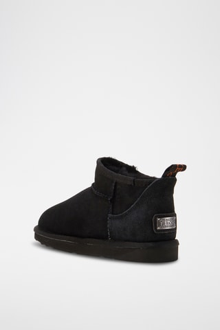 Boots fourrés en cuir de mouton nubuck - Noir