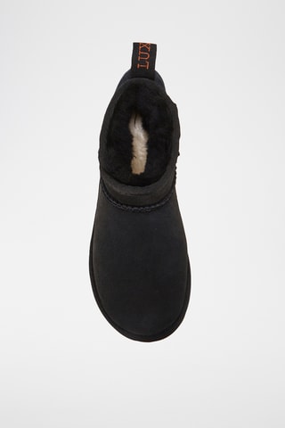 Boots fourrés en cuir de mouton nubuck - Noir