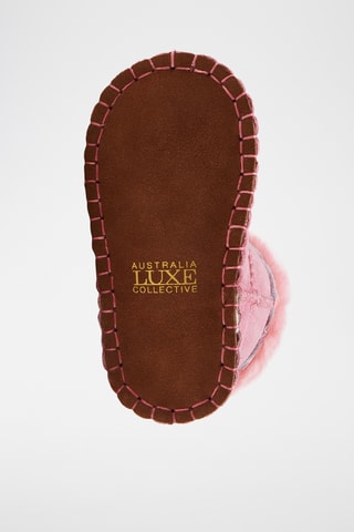 Bottines fourrées en cuir de mouton nubuck - Rose