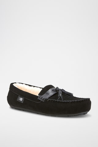 Mocassins fourrés en cuir de mouton nubuck - Noir