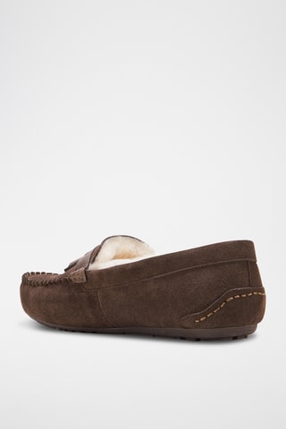 Mocassins fourrés en cuir de mouton nubuck - Marron