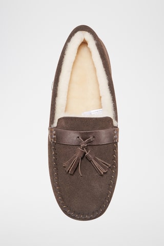 Mocassins fourrés en cuir de mouton nubuck - Marron
