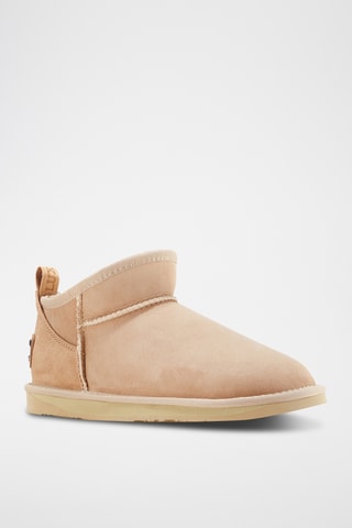 Bottines fourr&#xE9;es en cuir de mouton nubuck - Beige