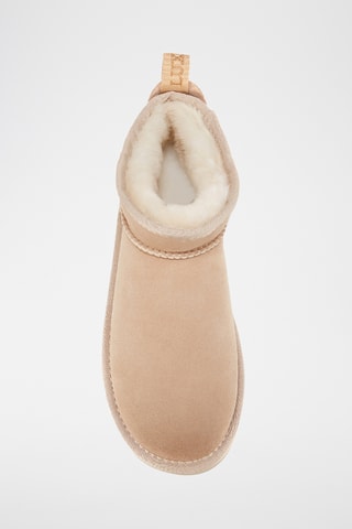 Bottines fourr&#xE9;es en cuir de mouton nubuck - Beige