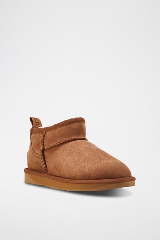 Bottines fourrées en cuir de mouton nubuck - Camel