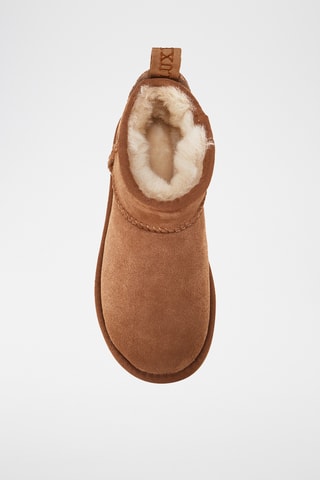 Bottines fourrées en cuir de mouton nubuck - Camel