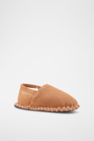 Chaussons fourrés en cuir de mouton - Camel