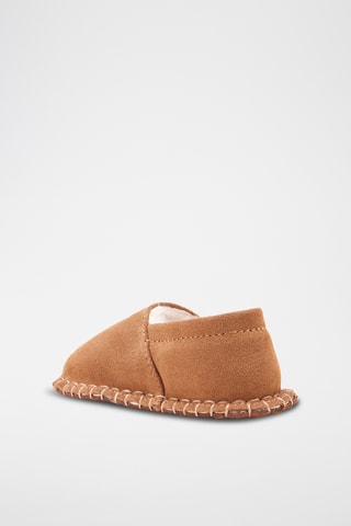 Chaussons fourrés en cuir de mouton - Camel