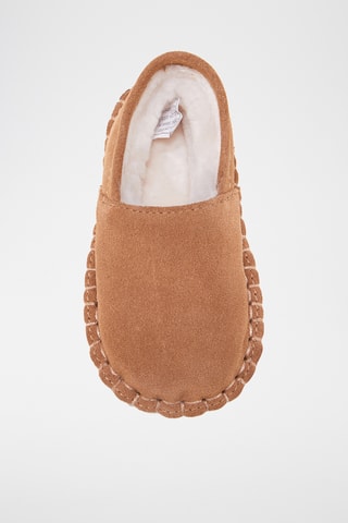 Chaussons fourrés en cuir de mouton - Camel