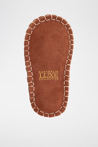 Chaussons fourrés en cuir de mouton - Camel