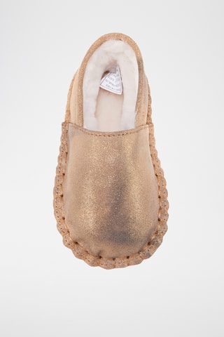Chaussons fourrés en cuir de mouton - Doré