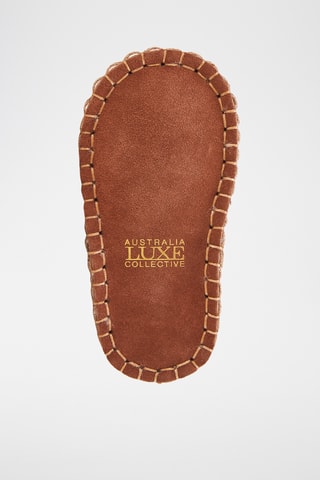 Chaussons fourrés en cuir de mouton - Doré