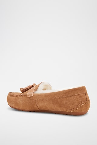 Mocassins fourrés en cuir de mouton nubuck - Beige