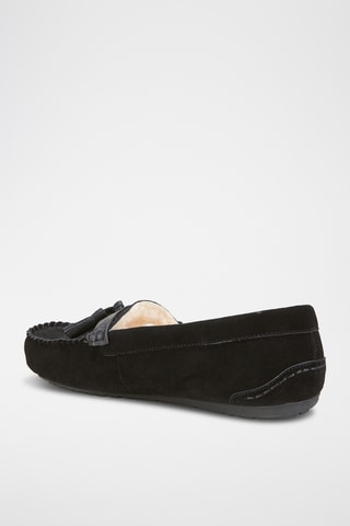 Mocassins fourrés en cuir de mouton nubuck - Noir