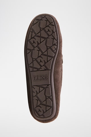 Mocassins fourrés en cuir de mouton nubuck - Marron