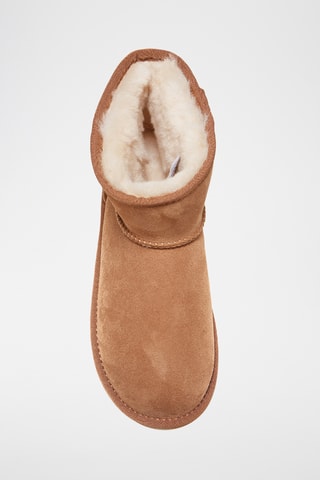 Boots fourrés en cuir de mouton nubuck - Beige