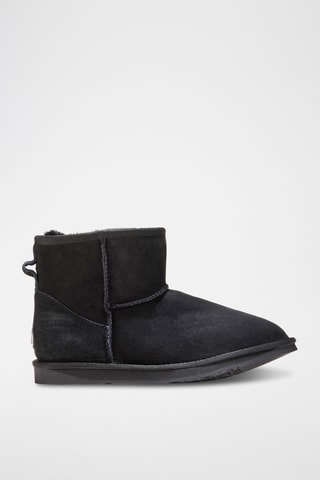 Boots fourrés en cuir de mouton nubuck - Noir