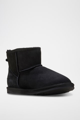 Boots fourrés en cuir de mouton nubuck - Noir
