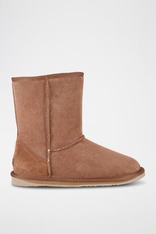 Boots fourrés en cuir de mouton nubuck - Beige