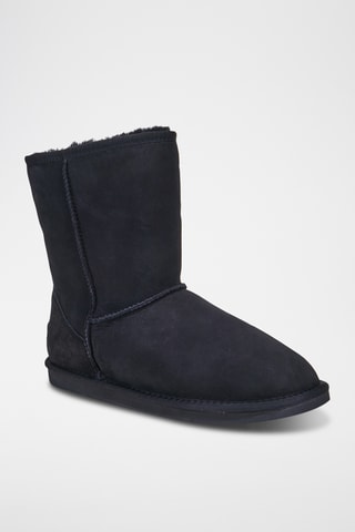Boots fourrés en cuir de mouton nubuck - Noir