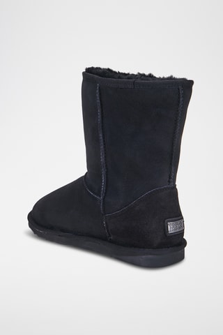 Boots fourrés en cuir de mouton nubuck - Noir