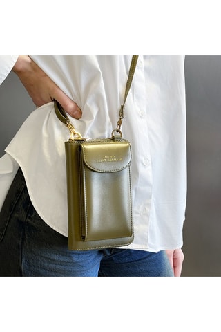 Portamóvil de piel - Verde