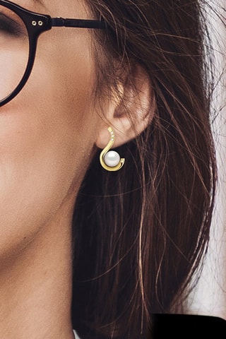 Pendientes - Oro amarillo, perlas cultivadas y diamantes