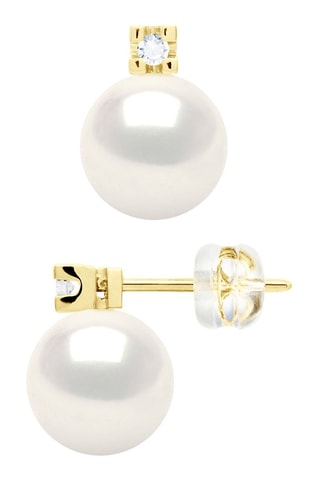 Pendientes - Oro amarillo, perlas cultivadas y diamante